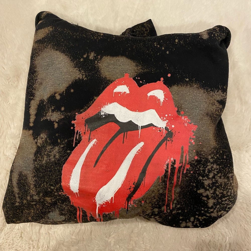 Bleach Dye Drip Rolling Stones Sweatshirt